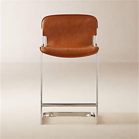 Woven Black Leather Counter Stool Set of 2 + Reviews | CB2