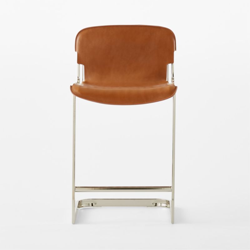 Rake Brown Leather Counter Stool by Kravitz Design - image 3 of 8