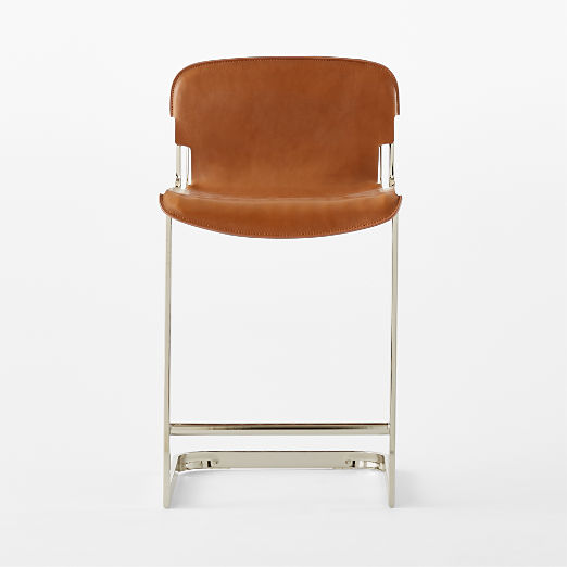 Rake Brown Leather Counter Stool by Kravitz Design