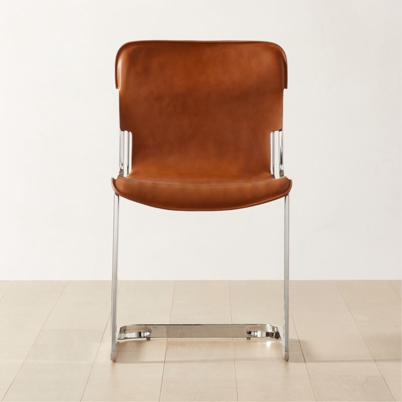 Rake Brown Leather Dining Chair Set of 4 by Kravitz Design - image 0 of 7