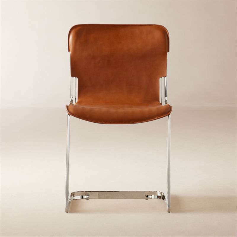 Rake Brown Leather Dining Chair by Kravitz Design - image 0 of 9