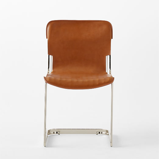 Rake Brown Leather Dining Chair by Kravitz Design