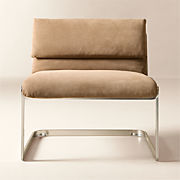 Rake Light Brown Suede Ottoman by Kravitz Design