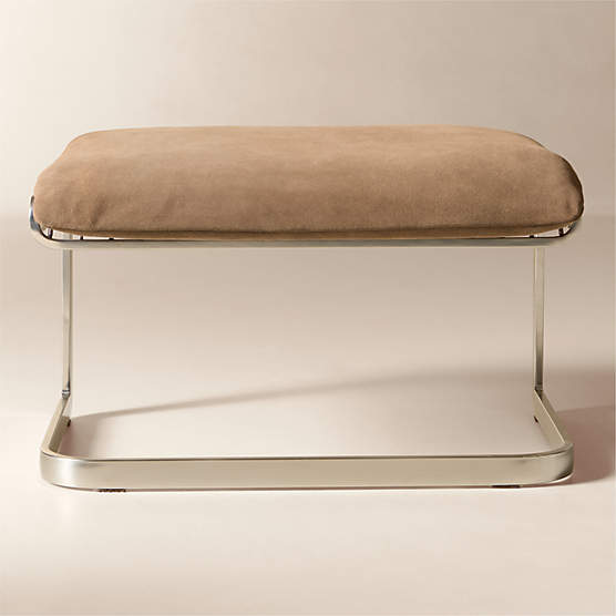 Rake Light Brown Suede Ottoman by Kravitz Design