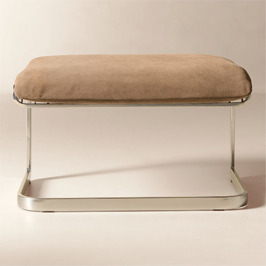 Rake Light Brown Suede Ottoman by Kravitz Design