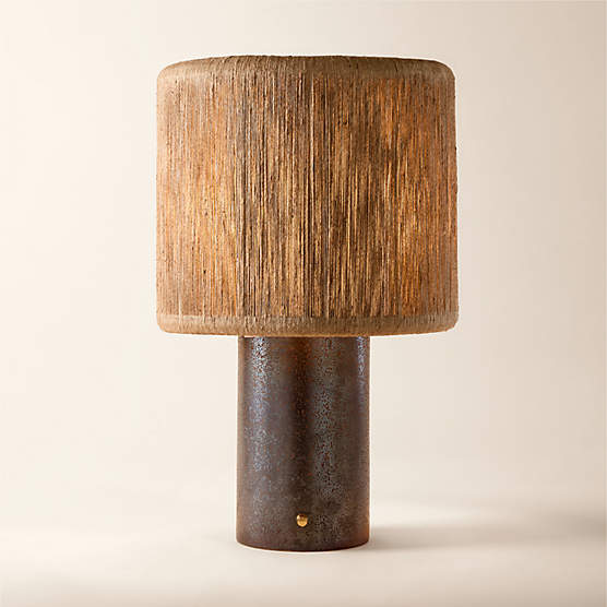 Ramble Tall Dark Brown Ceramic Table Lamp with Jute Shade by Kravitz Design