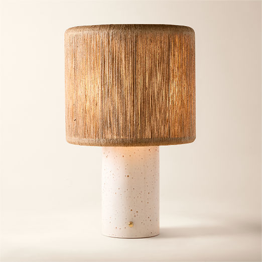 Ramble Tall White Ceramic Table Lamp with Jute Shade by Kravitz Design