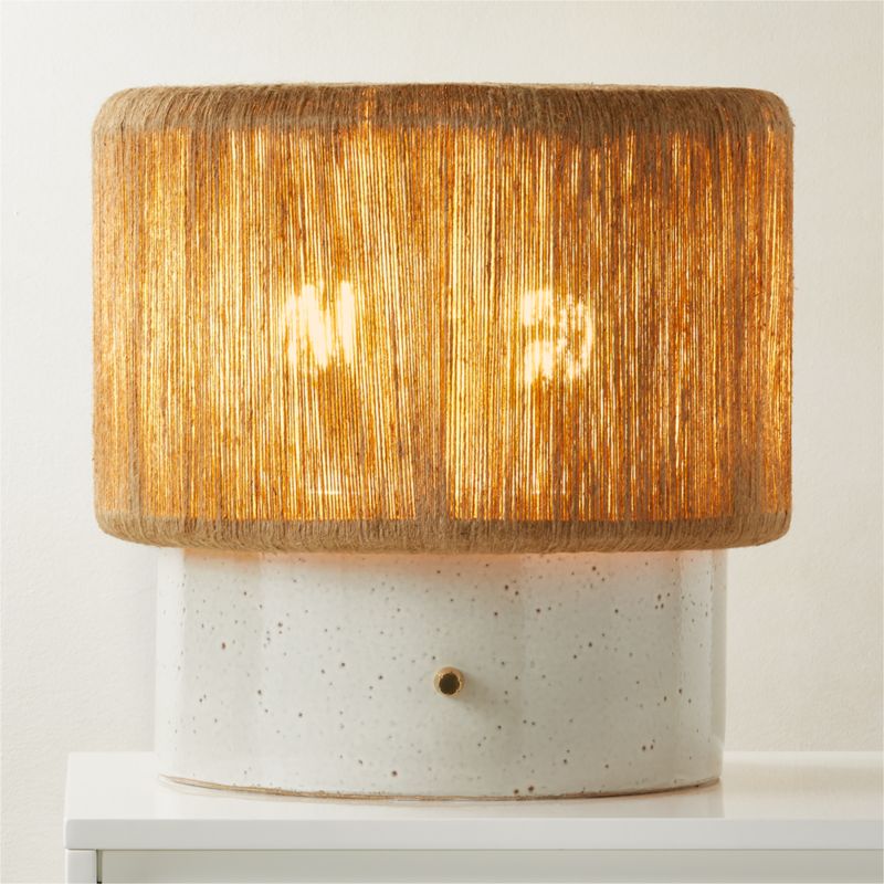 Ramble Short White Ceramic Table Lamp with Jute Shade by Kravitz Design - image 0 of 6