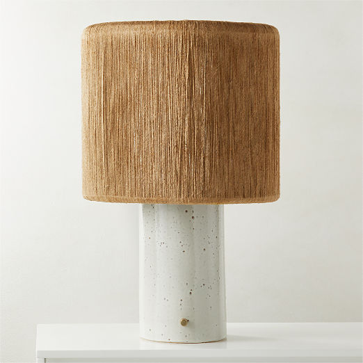 Ramble Tall White Ceramic Table Lamp with Jute Shade by Kravitz Design