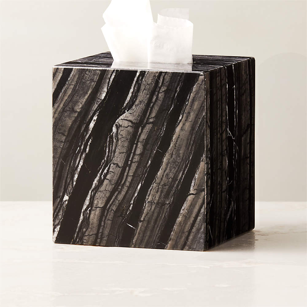 Square Velvet Modern Decorative Paper Facial Tissue Box Holder,  Black, and Gold : Home & Kitchen