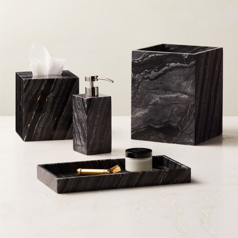 Ramsey Black Tree Marble Bath Accessories CB2
