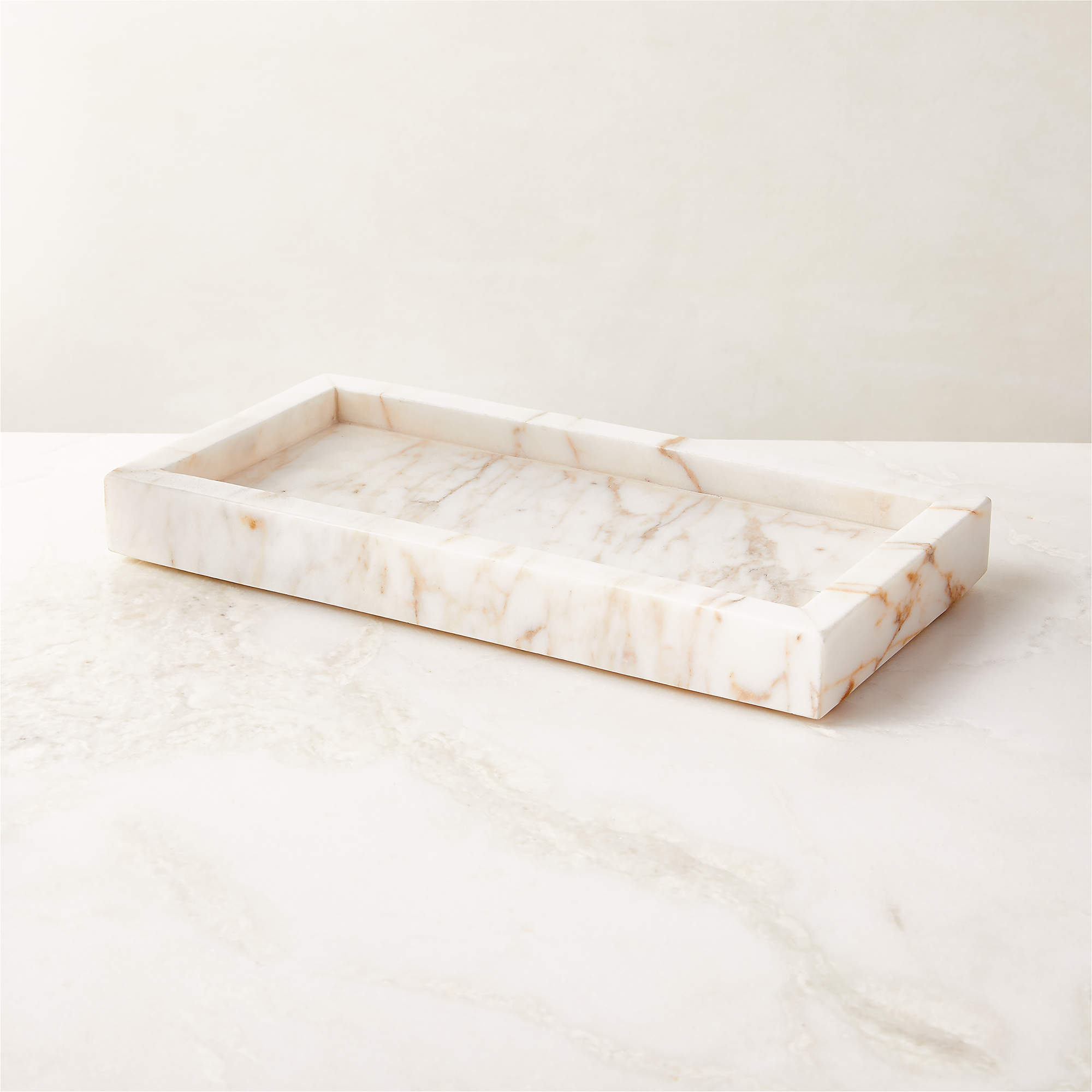 Ramsey Calacatta Gold Marble Vanity Tray + Reviews CB2