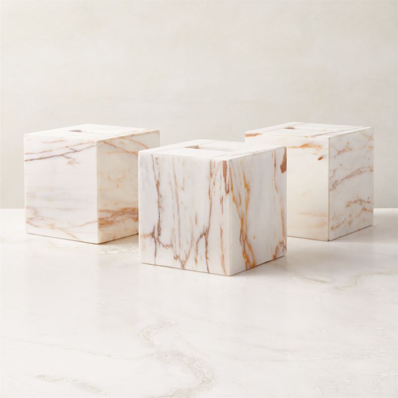 Ramsey Calacatta Gold Marble Tissue Box Cover - image 4 of 5