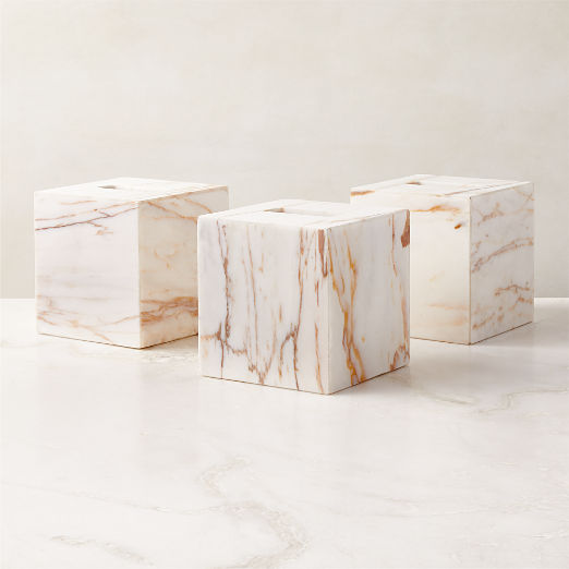 Ramsey Calacatta Gold Marble Tissue Box Cover