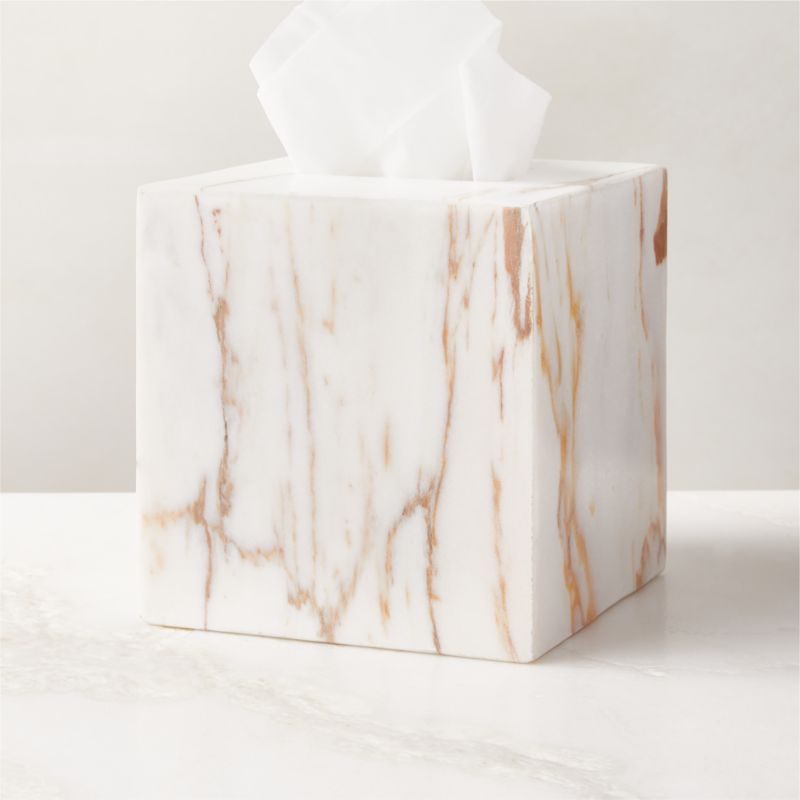 Ramsey Calacatta Gold Marble Tissue Box Cover - image 2 of 5