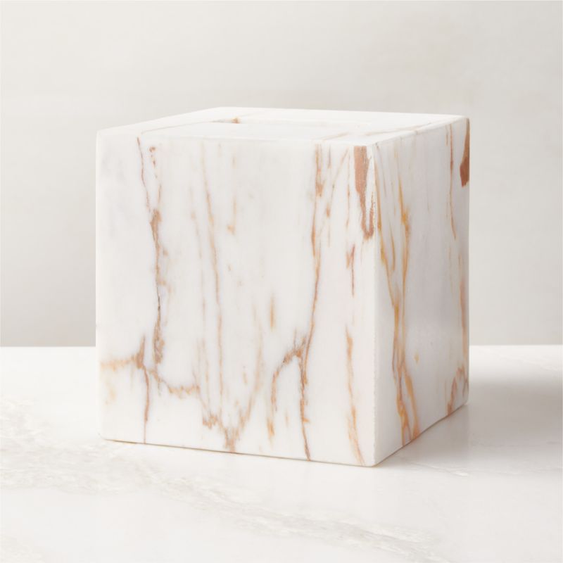 Ramsey Calacatta Gold Marble Tissue Box Cover - image 0 of 5