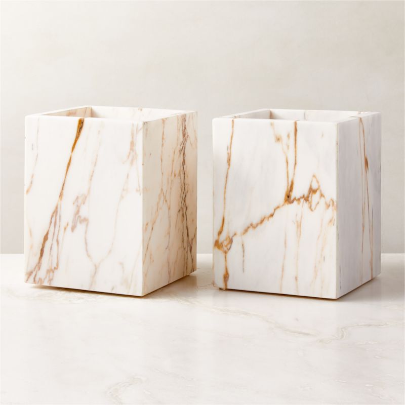 Ramsey Calacatta Gold Marble Wastebasket - image 3 of 4