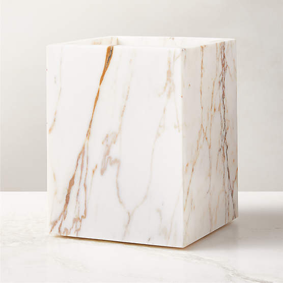 Ramsey Calacatta Gold Marble Wastebasket