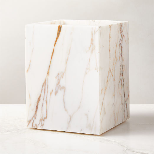 Ramsey Calacatta Gold Marble Wastebasket