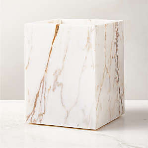 CB2 - March Catalog 2021 - Nexus White Marble Bath Caddy