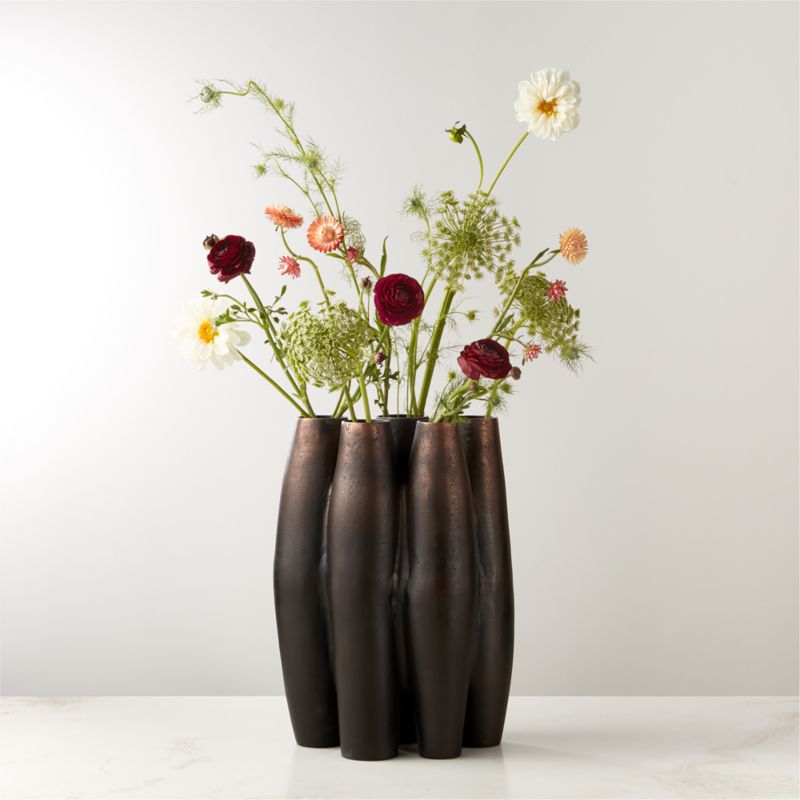 View Randa Bronze Blackened Cast Aluminum Vase details