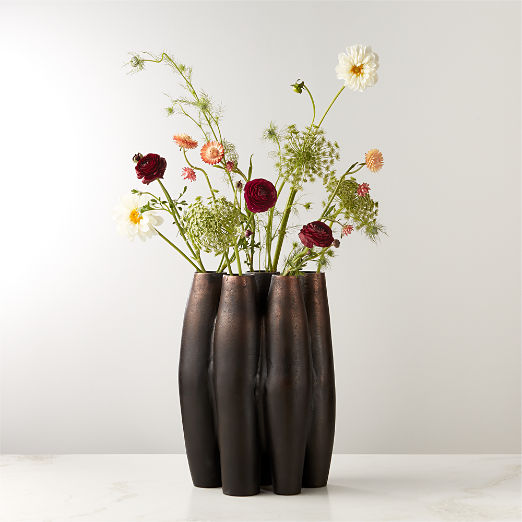 Randa Bronze Blackened Cast Aluminum Vase