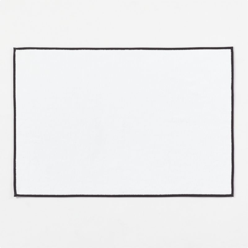 View Range Organic Cotton White Bath Mat with Black Trim 24"x36" details