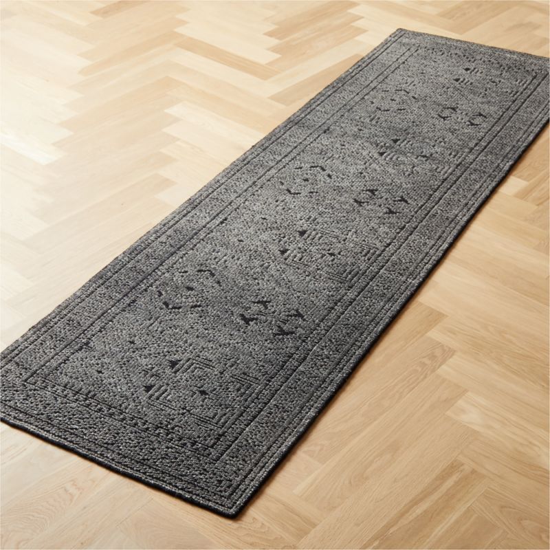 Raumont Handknotted Grey Geometric Runner Rug 2.5'x8' - image 2 of 8