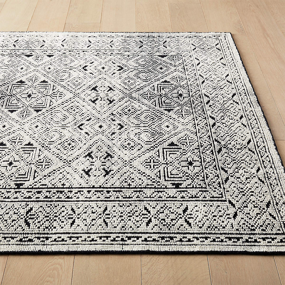 Raumont Handknotted Black Detailed Area Rug CB2 Canada