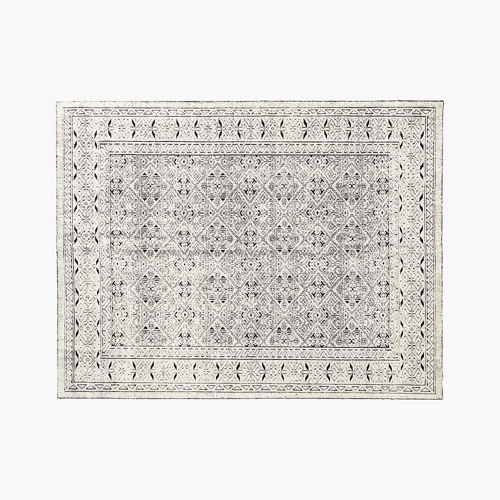 Raumont Handknotted Black Detailed Rug, Black And Cream Rug 9×12