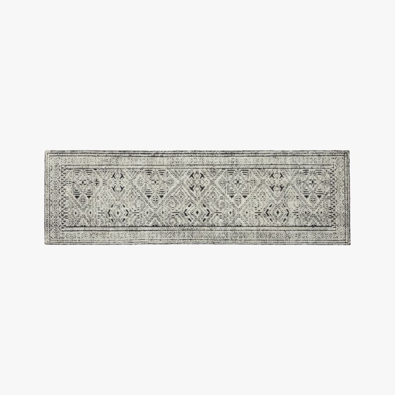 Raumont Hand-Knotted Black Detailed Hallway Runner Rug 2.5'x8' - image 0 of 5