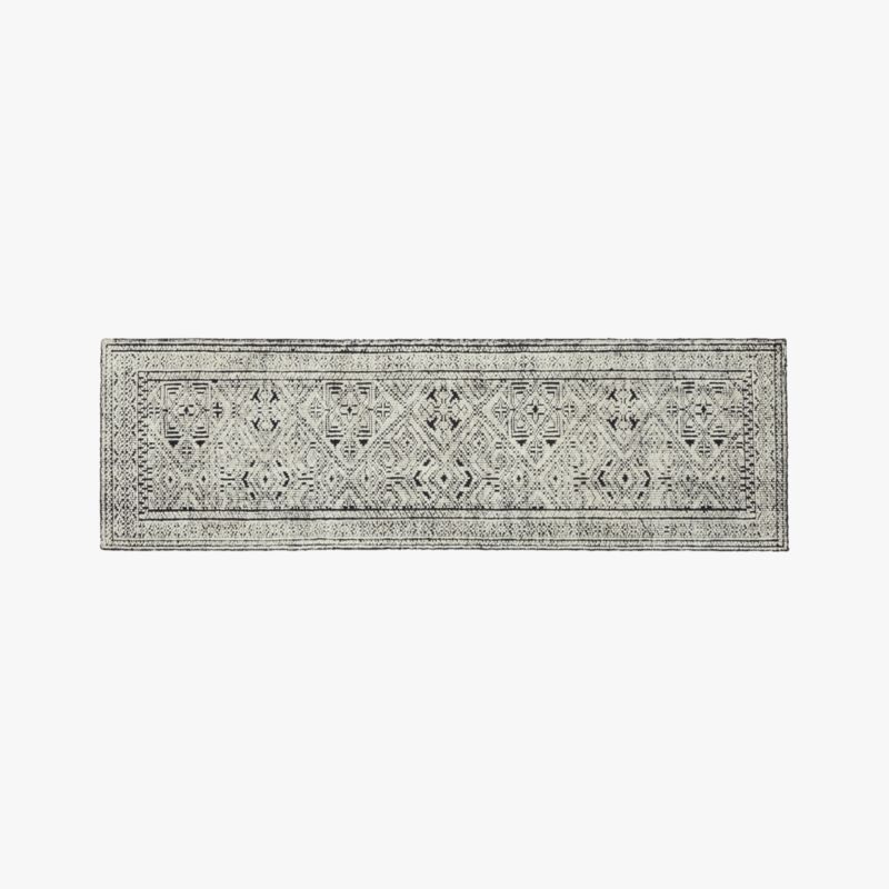 View Raumont Hand-Knotted Black Detailed Hallway Runner Rug 2.5'x8' details