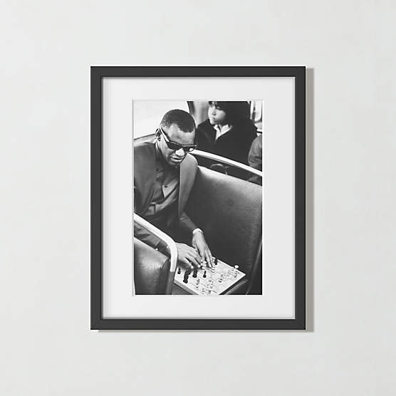 'Ray Charles Playing Chess' Photographic Print in Black Frame 17.75''x21.75''