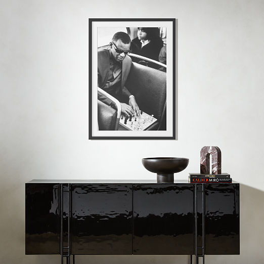 'Ray Charles Playing Chess' Photographic Print in Black Frame 17.75''x21.75''