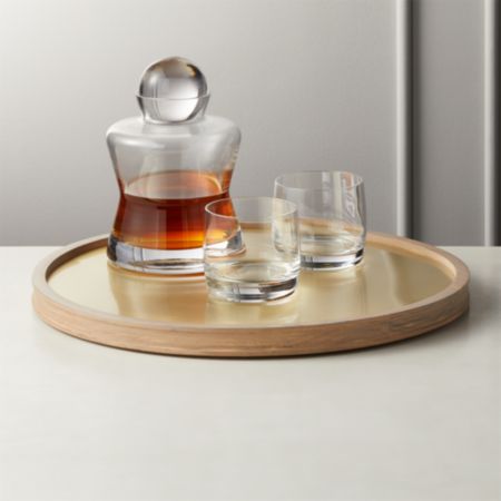 Ray Whitewash Acacia Round Bar Tray