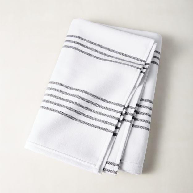 Raya Black  and White  Striped  Bath Towel Reviews CB2
