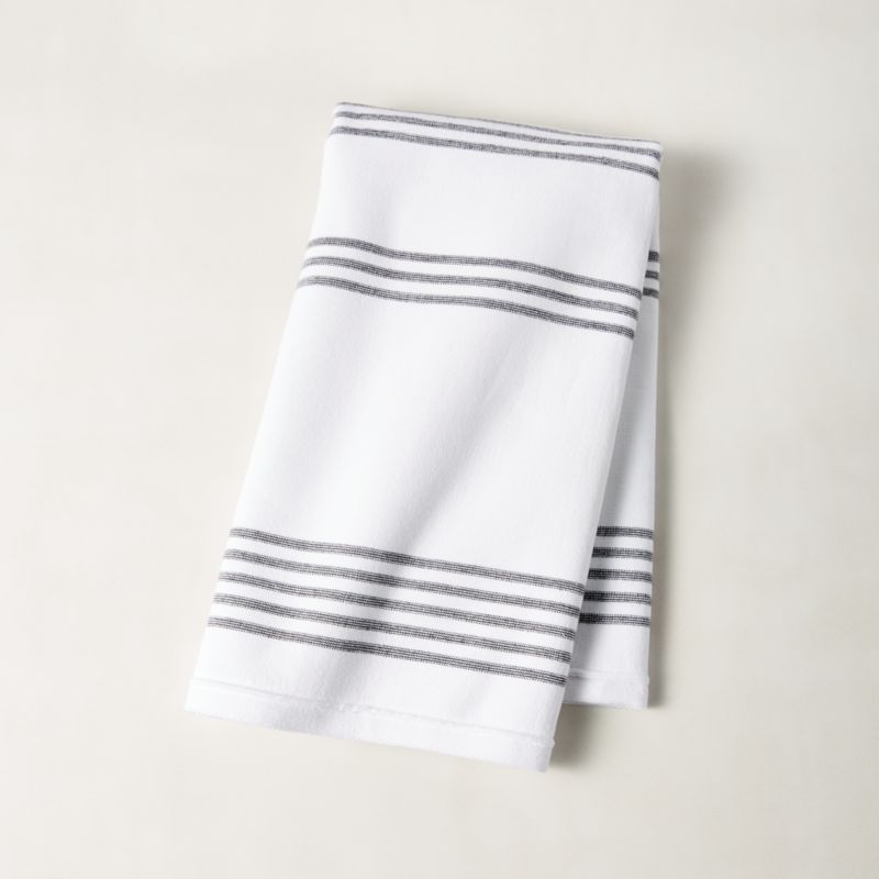 black white striped towels