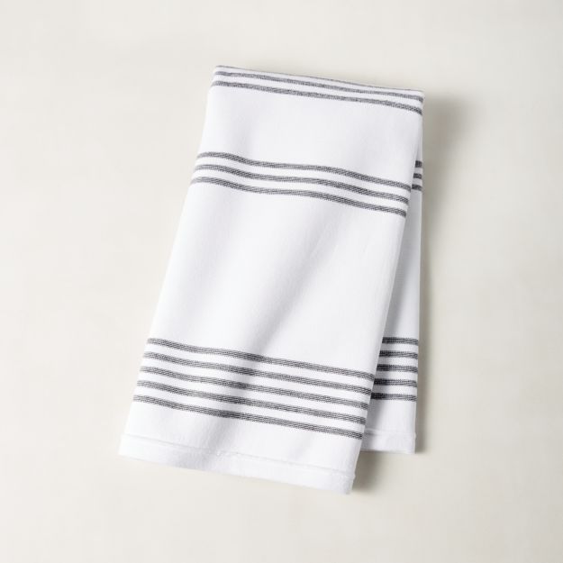Raya Black  and White  Striped  Hand Towel Reviews CB2
