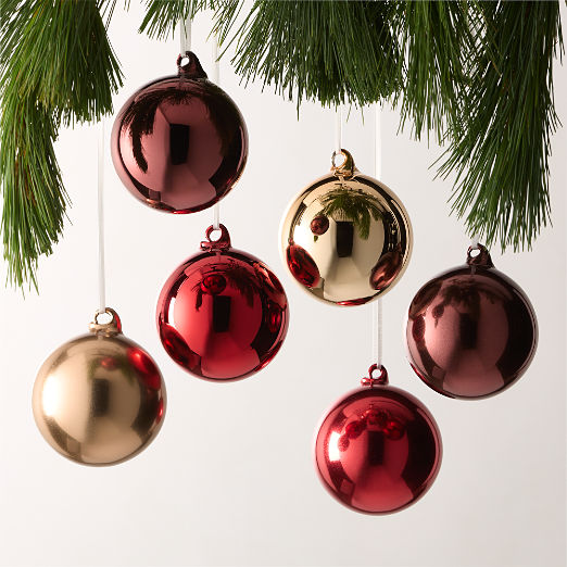 Radiant Round Metallic Glass 3.25" Christmas Tree Ornament Set of 6