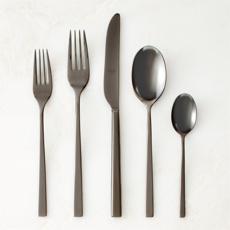 View Rebbio 20-Piece Brushed Black Flatware Set details