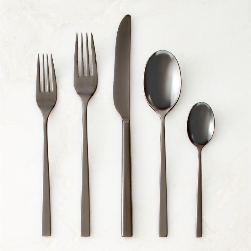 View Rebbio 20-Piece Brushed Black Flatware Set details