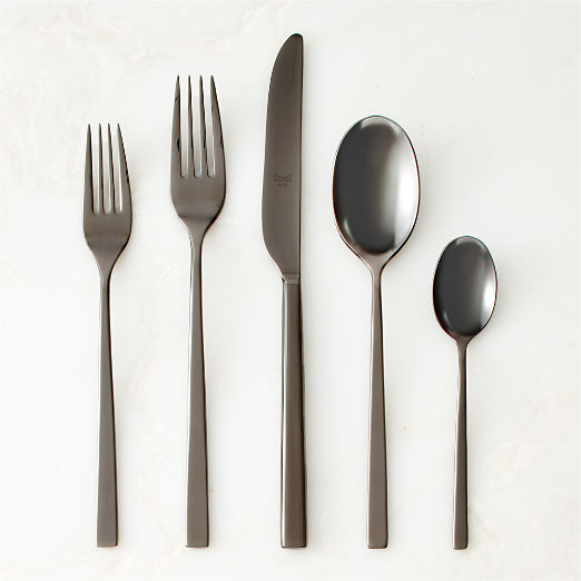 Rebbio 5-Piece Brushed Black Flatware Set