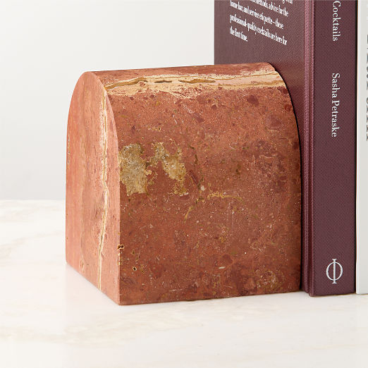 Red Travertine Arched Bookend