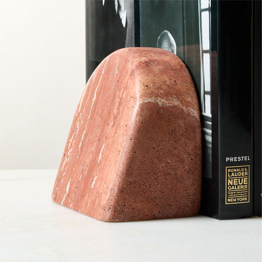 Red Travertine Arched Bookend
