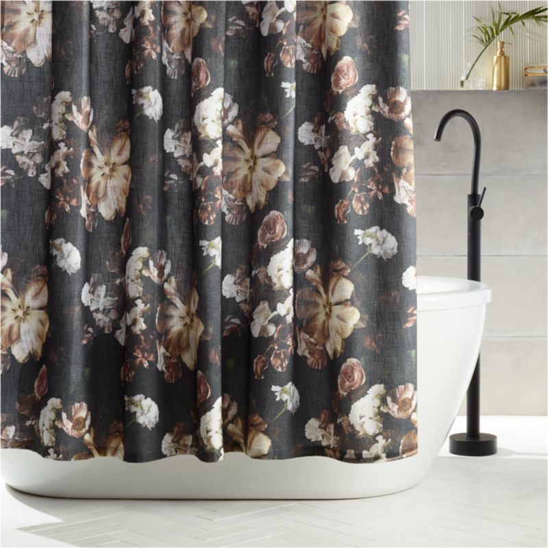 grey and brown shower curtain