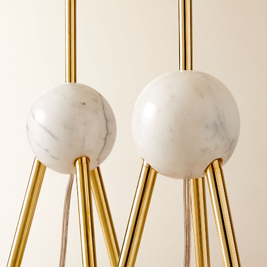 Reeza Brass and Marble Tripod Floor Lamp