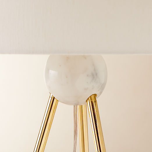 Reeza Brass and Marble Tripod Floor Lamp