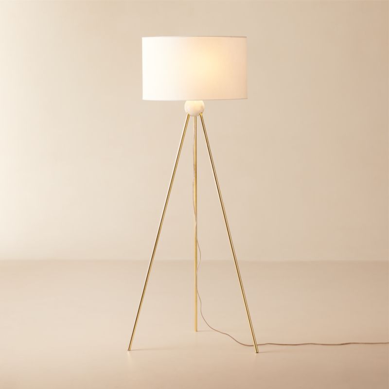 Reeza Tripod Brass and Marble Floor Lamp - image 0 of 6