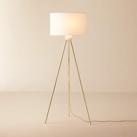 Reeza Brass and Marble Tripod Floor Lamp