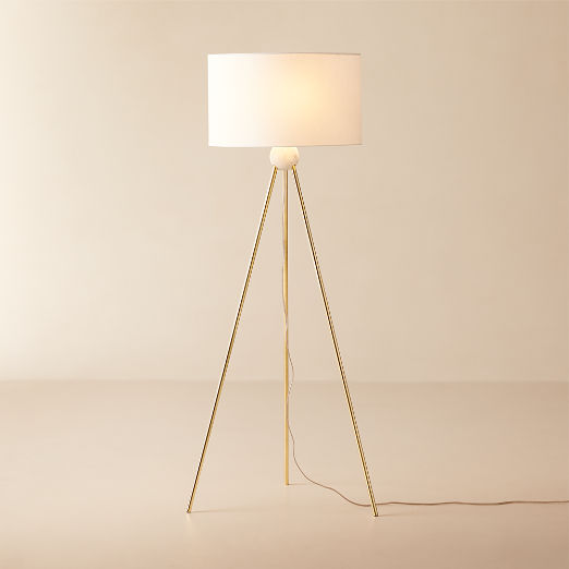 Reeza Brass and Marble Tripod Floor Lamp